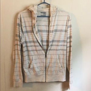 Gray and White Lightweight Zip Up